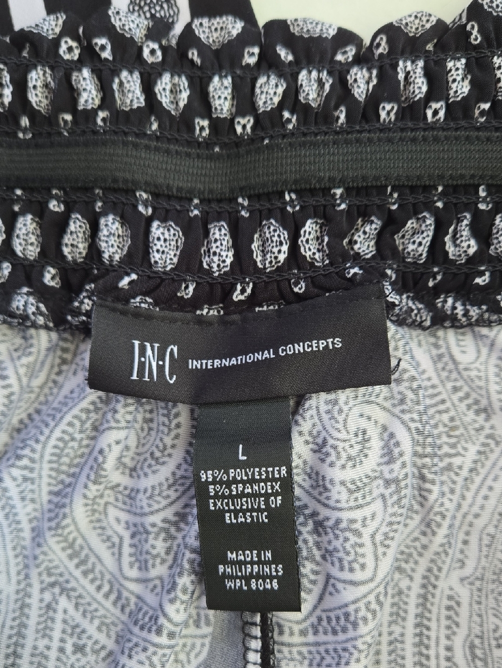 INC Women's Black & White Patterned Wide-Leg Flowy Pants, L, Travel Office Beach - Picture 4 of 9
